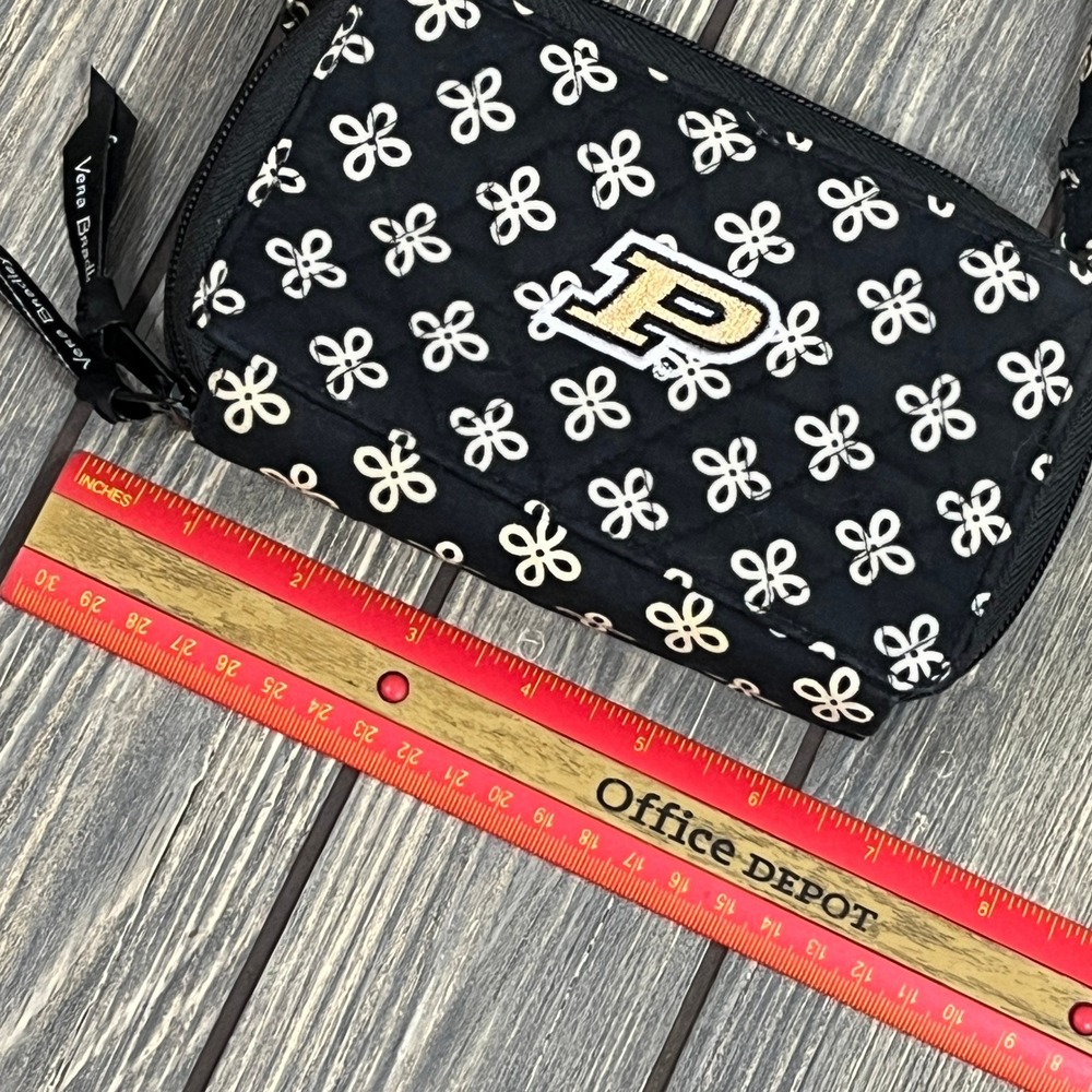 Vera Bradley Crossbody Purse Wallet Black Purdue University Quilted Travel Small - Picture 7 of 8